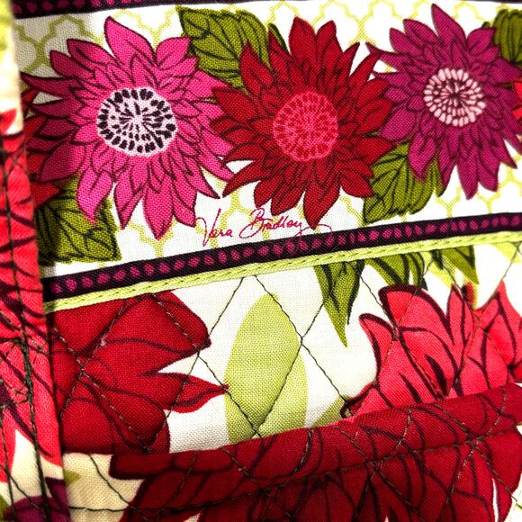 Vera Bradley Purse Quilted Cotton pink green floral double straps shoulder bag - Picture 4 of 10